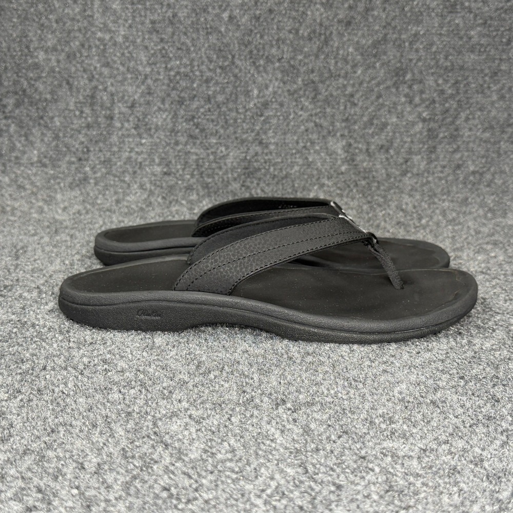 OluKai‎ Ohana Sandals Women's 8 Black Athletic Recovery Summer Beach Thong Flip